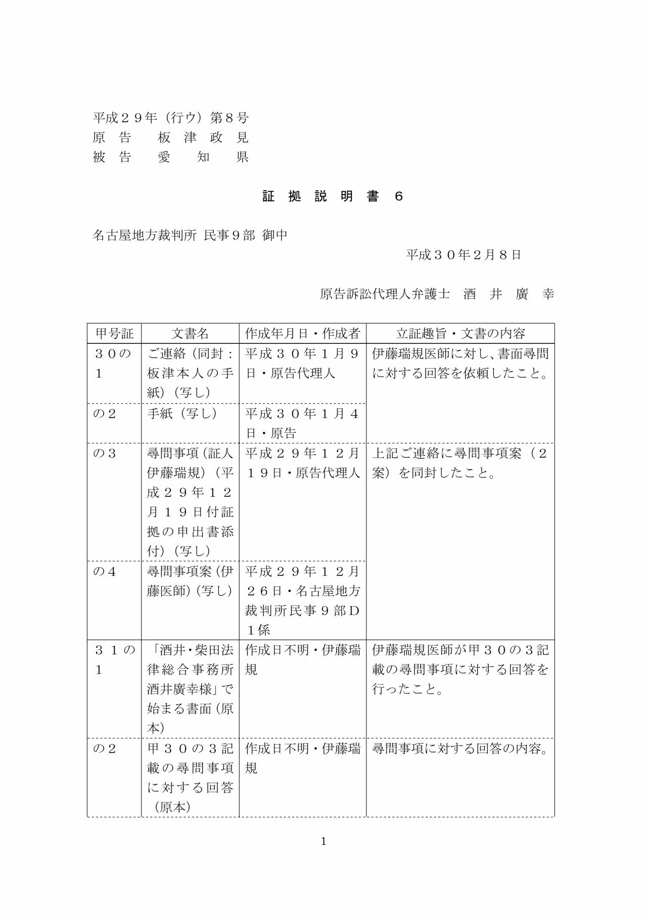 原告証拠説明書６